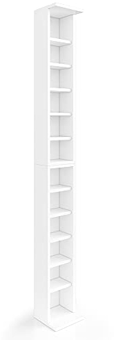 Vicco Scaffale porta cd, Bianco, 21 x 91.8 cm Set grande da 2