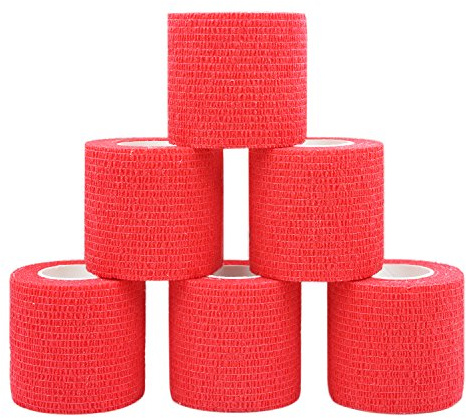 STpro Selbstklebender Verband Tape Fixierverband Selbsthaftende Bandage Tape Haftbandage 5cm x 6 Stück Rot Cohesive Bandagen Pferd Selbstklebende Binden Verband Elastischer Verbände Kohäsiv