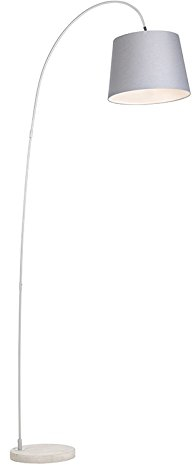 Qazqa - Moderne Bogenlampe mit grauem Schirm - Bend I Wohnzimmer I Schlafzimmer - Stahl Länglich - LED geeignet E27