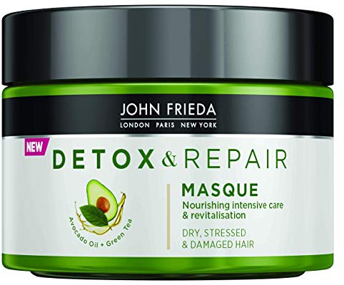John Frieda Detox & Repair Masque for Dry, STRESSED & Damaged Hair with Avocado Oil and Green Tea, 250 ml