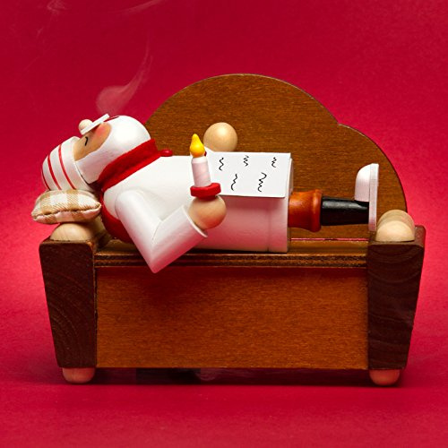 SIKORA schlafendes Holz Räuchermännchen auf dem Sofa Räucherfigur Deko - 3 Modelle - RM-A-Sofa, Räuchermännchen Motiv:A04 Schlafwandler auf dem Sofa