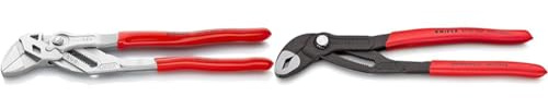 Knipex Pince-clé pince et clé à la fois chromée, gainées en plastique 250 mm 86 03 250 & Cobra® Pince multiprise de pointe grise atramentisée, gainées en plastique antidérapant 250 mm 87 01 250
