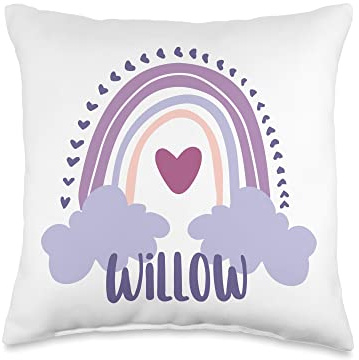Willow Personalized Custom Name Rainbow Cute Colorful Throw Pillow