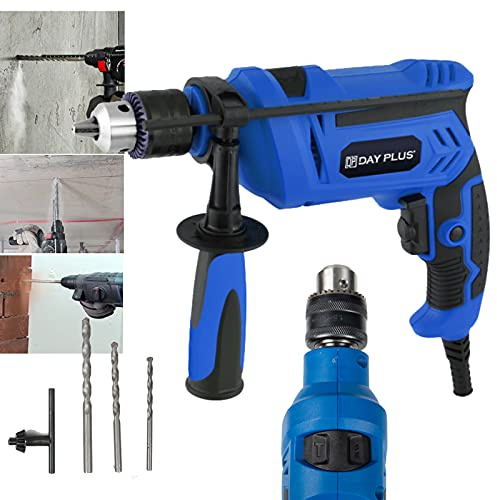 Bohrmaschine Schlagbohrmaschine 850W 3000RPM, Hammer und Bohrer 2 in 1, 13mm Bohrfutter mit 4 Stück Zubehör, Variable Speeds-steuerung für Bohren in Ziegel, Holz, Stahl, Beton