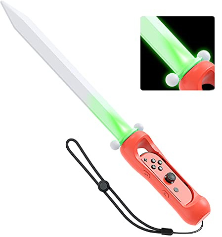 LED Game Sword Grip für The Legend of Zelda: Skyward Sword HD, Switch & Switch OLED Adventure Games Zubehör für Joy-Con mit verstellbarer, elastischer Handschlaufe, nur kompatibel mit Joy-Con(rechts)