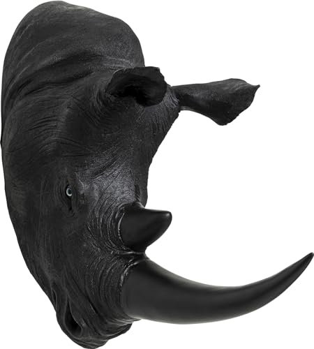 Kare Design Wandobjekt Rhino Head Antique Schwarz 22x43cm Deko, 43x22x51cm