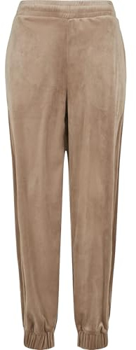 Urban Classics Dam damer hög midja ballong sammet sweatbyxor, Softtaupe, S