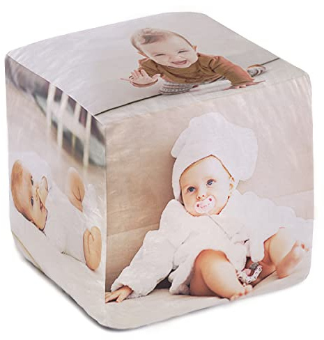 Ferocity Fotokissen Kissen mit Fotos 3D Fotogeschenk Kissenbezug mit Füllung mit 6 Fotos; für das Wohnzimmer Kinderzimmer Schlafzimmer 35 cm Groß; Deko für Kinder Eltern Paare Motiv Fotowürfel [091]