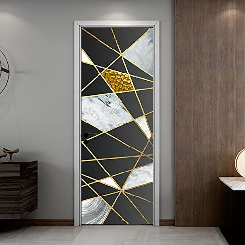 Türtapete Selbstklebend 80X200 Schwarz Geometrisch Türtapete Selbstklebend Türposter,Fototapete Selbstklebend 3D Pvc Türaufkleber Diy Türbild,Türfolie Poster Tapete