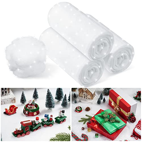 Hestya Weihnachten Schneedecke Deko Kunstschnee Matte Glitzer Schneeteppich Deko für Weihnachtsdorf Winterlandschaft Künstlicher Schneematte für Weihnachtsdeko(1 Sets,40 x 300 cm)