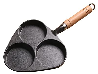 Pentola Pancakes Induzione Pancake Pan, Padella D'uovo, Padella in Ghisa A 3 Tazze di Frittura A 3 Tazze, Padella Antiaderente