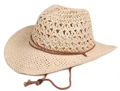 JIAHG Summer Straw Cowboy Cowgirl Hat Men Women Fashion Jazz Cap Western Hat Hollow Out Sun Protection Beach Hiking Hat Floppy Packable Unisex Straw Hats Beige