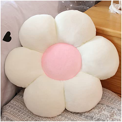 LANFIRE Kissen mit Blumen Bodenkissen Sitzkissen im Innenhof Dekokissen aus Plüsch Sitzkissen (30CM, Weiß)