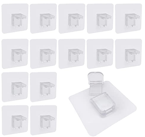 WYAN 15 Pcs self Adhesive Shelf Supports,for wardrobes,Bookshelves | PVC,transparent design,adheres securely,offers high load-bearing capacity,easy to install,requires no nails or drilling