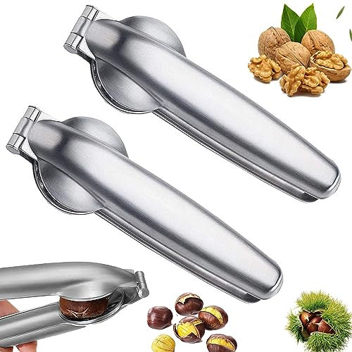 HBSFBH Kastanien Clip, 2 pcs Maronizange, Kastanienzange, Edelstahl Metall Kastanienschneider, Nussknacker, Chestnut Opener, Walnuss Zangen Öffner, Maronen Messer, für Walnüsse, Kastanien, Nüsse
