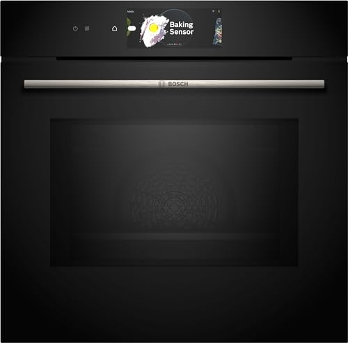 Bosch HMG778NB1 Einbau-Backofen Serie 8, Integrierbarer Backofen 60 x 60cm, Mikrowellenfunktion, digitaler Bedienring, TFT-Touchdisplay Pro, Heißluft sanft, Boost-Funktion, Schwarz