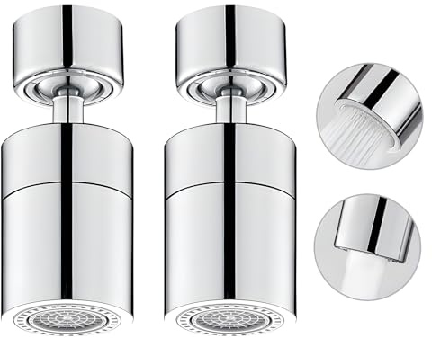 Asdsed 2 Piezas Aireador Grifo, 720° Giratorio Adaptador Grifo, Difusor Grifo Fregadero de Ahorro Hídrico con Cabezal y Boquilla Para Cocina y Baño, 2 Modos