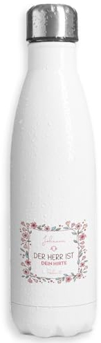 timalo SALT-AND-LIGHT® Christliche Thermosflasche personalisierbar mit Namen | Edelstahl Trinkflasche Geschenk für Kinder Frauen 500mL | Der Herr ist dein Hirte | mug-christA-57