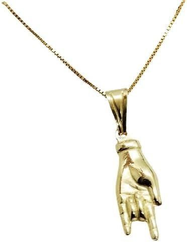 Collana Mano Corna Regalo Uomo Donna in Argento 925 Placcato Oro Giallo