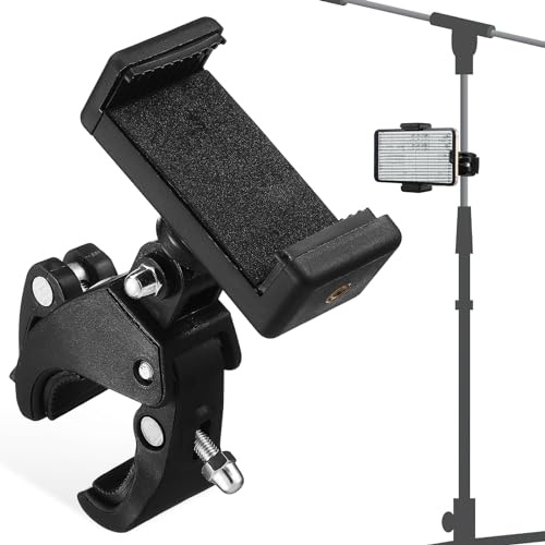 Gatuida Mic Stand Phone Holder, Adjustable Mic Clamp Microphone Mount Clip Music Stand Phone Holder for Mic Stand for Live Streaming, Recording, Riding
