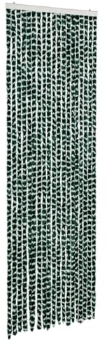 vidaXL Insektenschutz Vorhang Flauschvorhang Plüschvorhang Türvorhang Fadenvorhang Fliegenschutz Wohnwagen Camping Grün Weiß 56x185cm Chenille