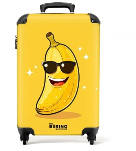 NoBoringSuitcases.com Kinder Reisekoffer Handgepäck Trolley Klein 55x40x20 cm (Banane - Gelb)
