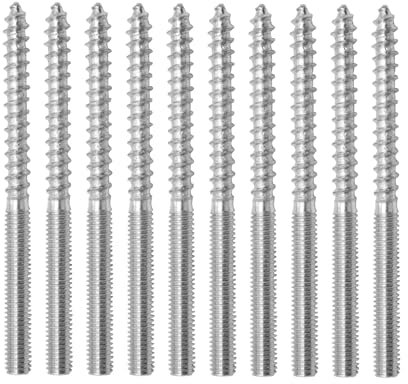 10 Stück Stockschrauben M6,M6*80mm Doppelkopfschrauben Doppelgewindeschrauben,Stockschraube Mit Gewindestange,für Möbelbeine Metallbügel Holzbrett Befestigungsmaterial Montagematerial