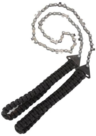 Handkettensäge, Kohlenstoffreicher Stahl Hand Kettensäge Outdoor Drahtsäge 11 Zähne Tragbare Bidirektionale Kettenbaumsäge für Gartenarbeit Überleben Outdoor Camping Holzschneiden