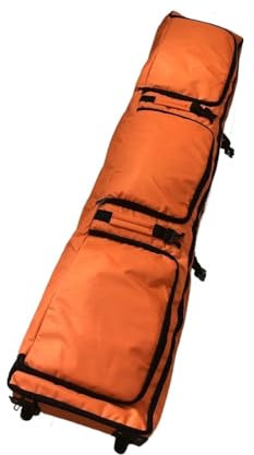 SHENJMAI Skitasche mit Rollen, Snowboardtasche mit Rollen, gepolsterte Skitasche mit Rollen, Skit-Tasche mit Rollen, wasserabweisend, Ski-Board-Tasche für Ski-Abenteuer, Flughäfen (Orange)