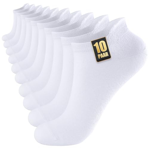 SockWaddles 10 Par Sneakersockor Herr Dam, Anti-Svett Korta Sockor, Bomullssportstrumpor, Andningsbara Löparstrumpor Unisex Svart Vit Grå