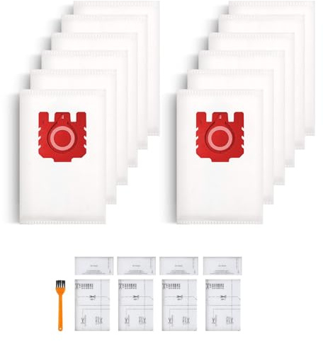 12 Packs FJM Hoover Bags Replacements Compatible with Miele C3 Hoover Dust Bags FJM for Complete C1, Compact C1, Compact C2, S6 S4 Series with 4 Set Air Clean Filter 9917710 10123220