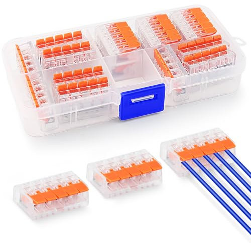 TAIHOBO Connecteur Electrique Rapide 5 Entrées, 15 Pièces Cosses et Kits, Dominos Électriques Ignifuge en PC et Laiton, Domino Electrique 0,14 à 4 mm², pour Installation Électrique