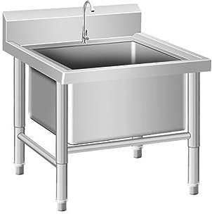 Évier utilitaire autoportant, éviers de service, évier de nettoyage commercial, bassin de service de nettoyage en acier inoxydable avec bassin profond, seau de nettoyage pour cuve de nettoya
