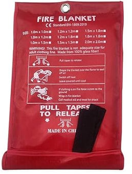 Vonmerie Coperta antincendio rosso Premium EN 1869:2019 XL tipo coperta antincendio utilizzato per estintori da cucina, primo soccorso, estinzione da esterni, ecc. 1 m x 1 m