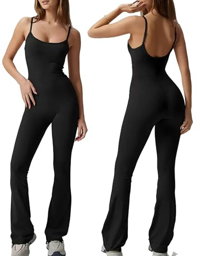 Btofellin - Mono para mujer Adherent Sexy Elegant Sporty Jumpsuit ropa deportiva sin costuras, ropa de gimnasia y yoga, traje de trabajo, Negro , M