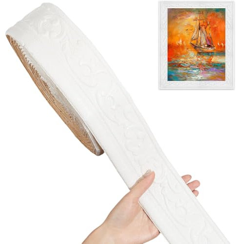 YushengTai Zierleisten Selbstklebend Weiß, Bordüre Selbstklebend 10m x 8cm x 4mm, Stuckleisten Wand Tapetenbordüre, Anti-Kollisions Fliesen Bordüre Wasserdicht Wandbordüre für Linien, Decken, Ecken