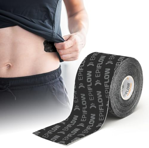 SISSEL® EPIFLOW Kinesiology Tape 5cmx5m Schwarz | Kinesiologie Tape | Physio & Sporttape aus Baumwolle | Medizinisches Tape für Schmerzen & Narben | Knie Tape | Kinesiotape
