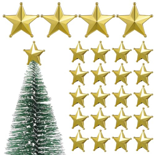 VICASKY Weihnachtsbaum Spitze Stern Gold Mini Christbaumspitze Die Weihnachtsbaumspitze 50 Stück Mini Kleiner Goldener Miniatur Goldene Baumspitze Weihnachtsb