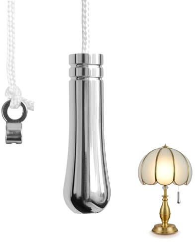 PEAPIN Light Pull Cord Handle, 150cm Ceiling Fan & Blind Pull Cord | hrome teaCrdrop handle with anti-slip grip and durable nylon cord, ideal for bathroom lights, ceiling fans and blinds