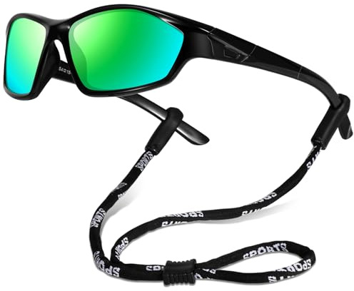 Beipegin Lunette de Soleil Enfant Garçons Filles,Protection UV400 Flexible Polarisées Lunettes de Sport et Cordons à Lunettes pour 5-14 ans