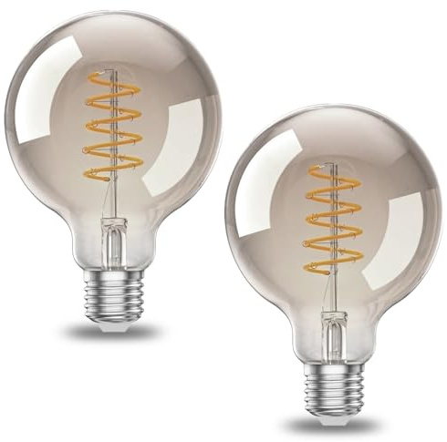 FEILEMAN Edison Vintage Glühbirne E27 LED 95mm Durchmesser 4W - Antike Edison Birne G95, Warmweiß 1800K, Retro Design für Wohnzimmer, Café, Bar | Energiesparend, Nicht Dimmbar 2 Stück
