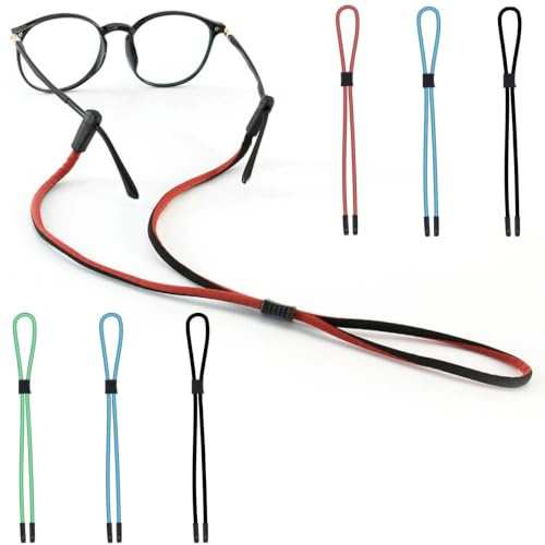 Cheynn Bunt Brillenband Ohne Schwanz, 6 Stück Universal Brillenbänder Herren Nylon Brillenkette Damen Anti Rutsch Sport Brillen Band Verstellbar Brillenschnur Band für Sonnenbrillen Lesebrille
