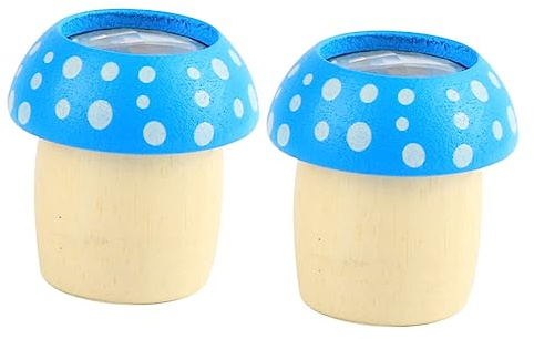 TOYANDONA Wooden Mushroom Kaleidoscope Toy Educational Science Experiment for Boys and Girls, Blue Polished Interactive 2pcs Birthday