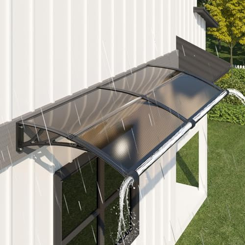 Vordach Haustür 200x100cm UV-Schutz wetterfest Türüberdachung für Terrasse | mit Wasserablauf, Regen-, Wind- und Schneefest, Blockiert UV & Hitze, 5 mm Polycarbonat, ABS-Halterung, für Fenster/Veranda