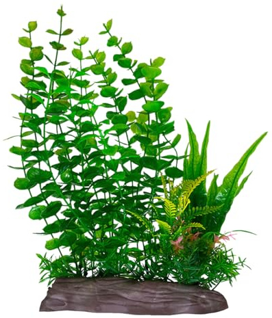 Künstliche Pflanze mit Sockel, Aquarium, Ornament, leicht zu pflegen, für verschiedene Größen, Fischschutz, Wasserpflanze für Fische, künstliches Grün