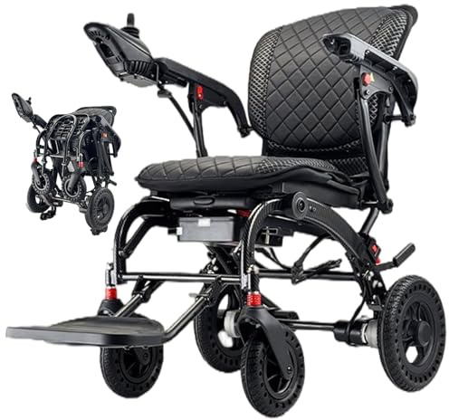 Juodkeo Silla de ruedas eléctrica ergonómica con asiento cómodo, silla de ruedas portátil todo terreno, motor silencioso sin escobillas, para personas mayores, discapacitados,Regular