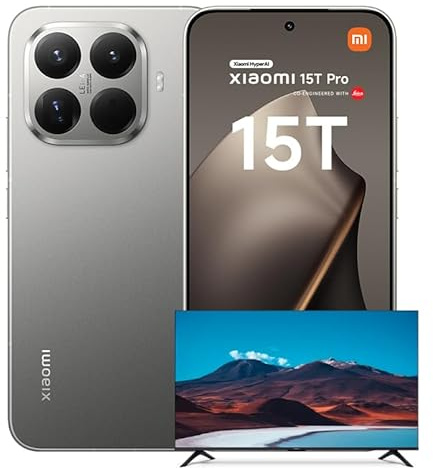 Xiaomi 15T Pro, Smartphone 12+1024GB, 6.83 144Hz Eye-care Display, MediaTek Dimensity 9400+, 50MP Leica 5x Pro Telephoto, 5500mAh, Titanium, Charger Not Included,2-years warranty+Xiaomi TV F 32