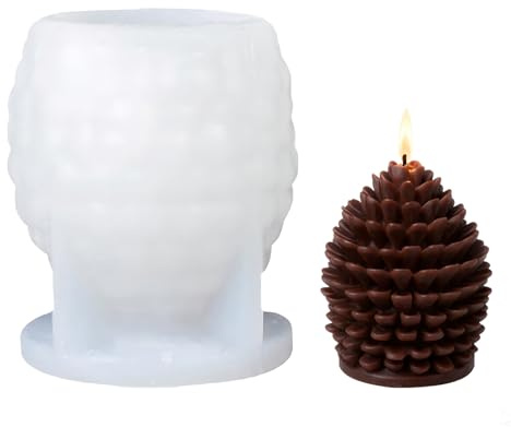 DIY Tannenzapfen Kerzenformen, 3D Tannenzapfen Silikonform mit 10 Kerzendochten, Tannenzapfen Silikon Kerzenformen, Gießen Kerzen Formen Silikon, für DIY Seife Schokolade Kerzenherstellung