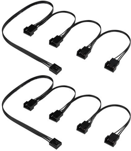 Binghe 4 Pin PWM Splitter para Ventiladores PC, Cable Adaptador de 4 Pines a 1 a 4, Cable de extensión para Control de Temperatura PWM para Ventiladores de Carcasa, Ventilador de Placa Base(2 Piezas)