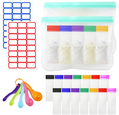 HMCEY Contenitore Proteine in Polvere da Viaggio,Contenitori Plastica per Polveres,Porta Latte in Polvere con Misurino,Sacchetti Riutilizzabili per Alimenti,Protein Powder Container per Fitness
